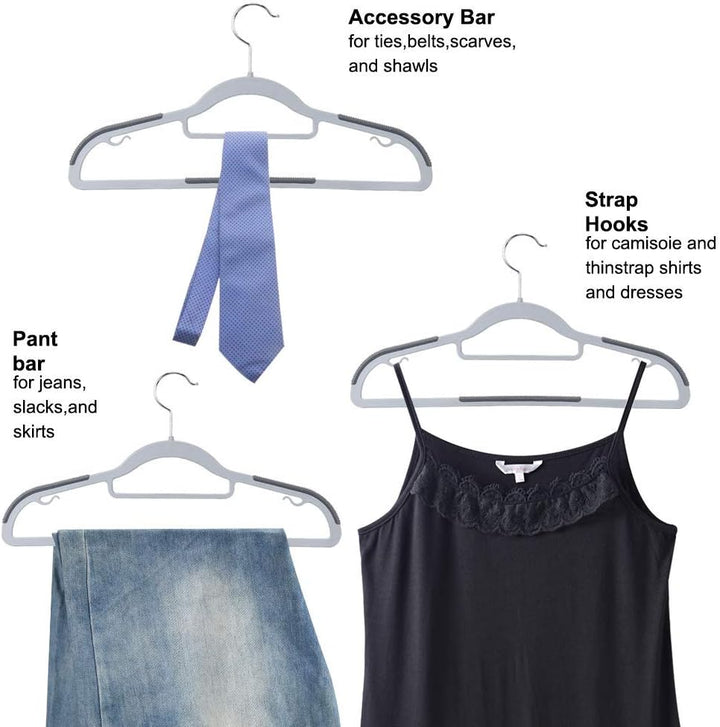 Kunststoff-Kleiderbügel, robust, für trockene und nasse Kleidung, mit rutschfesten Pads, platzsparen