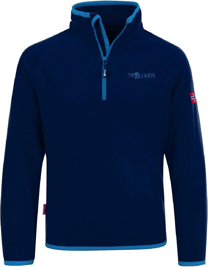 Trollkids Kinder Fleece-Pullover Nordland mit Reissverschluss 92 Marineblau / Hellblau, 92 Marinebla