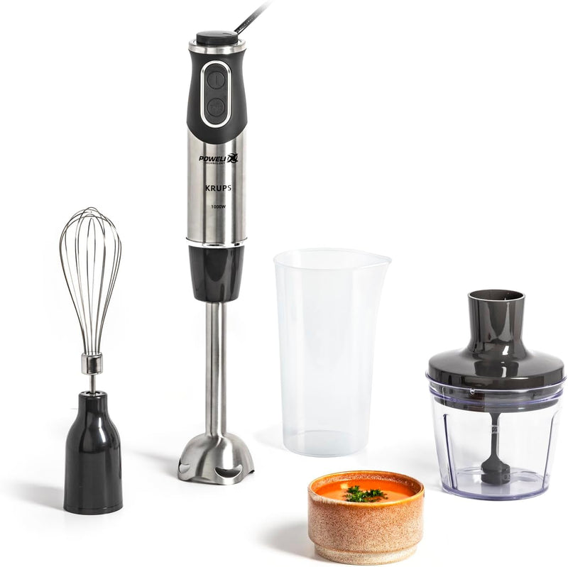 Krups Perfect Mix Stabmixer HZ6568 | Blender | 1000 Watt | Edelstahlfuss | 4 extra scharfe Messer |