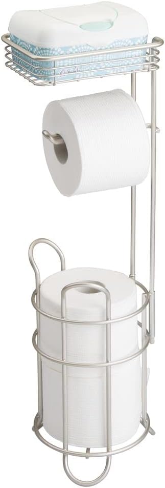 mDesign Toilettenpapierhalter – eleganter Papierrollenhalter aus Metall – WC-Rollen-Halter mit Regal