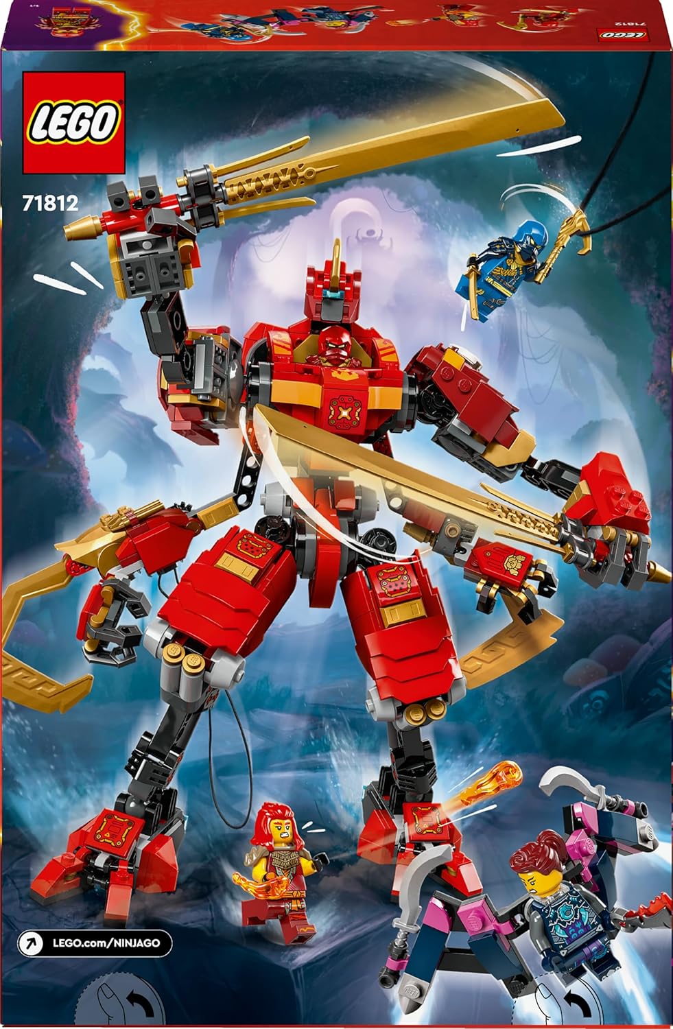 Lego NINJAGO Kais Ninja-Kletter-Mech Set, Ninja-Spielzeug mit baubarer Actionfigur und 4 Mini-Figure