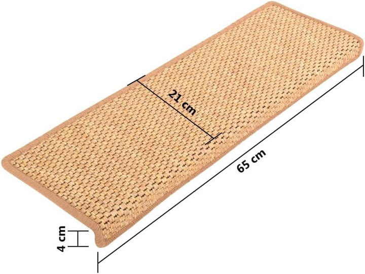 vidaXL Treppenmatten 15Stk., Stufenmatten Selbstklebend, Treppenteppich in Sisal-Optik, Treppenstufe