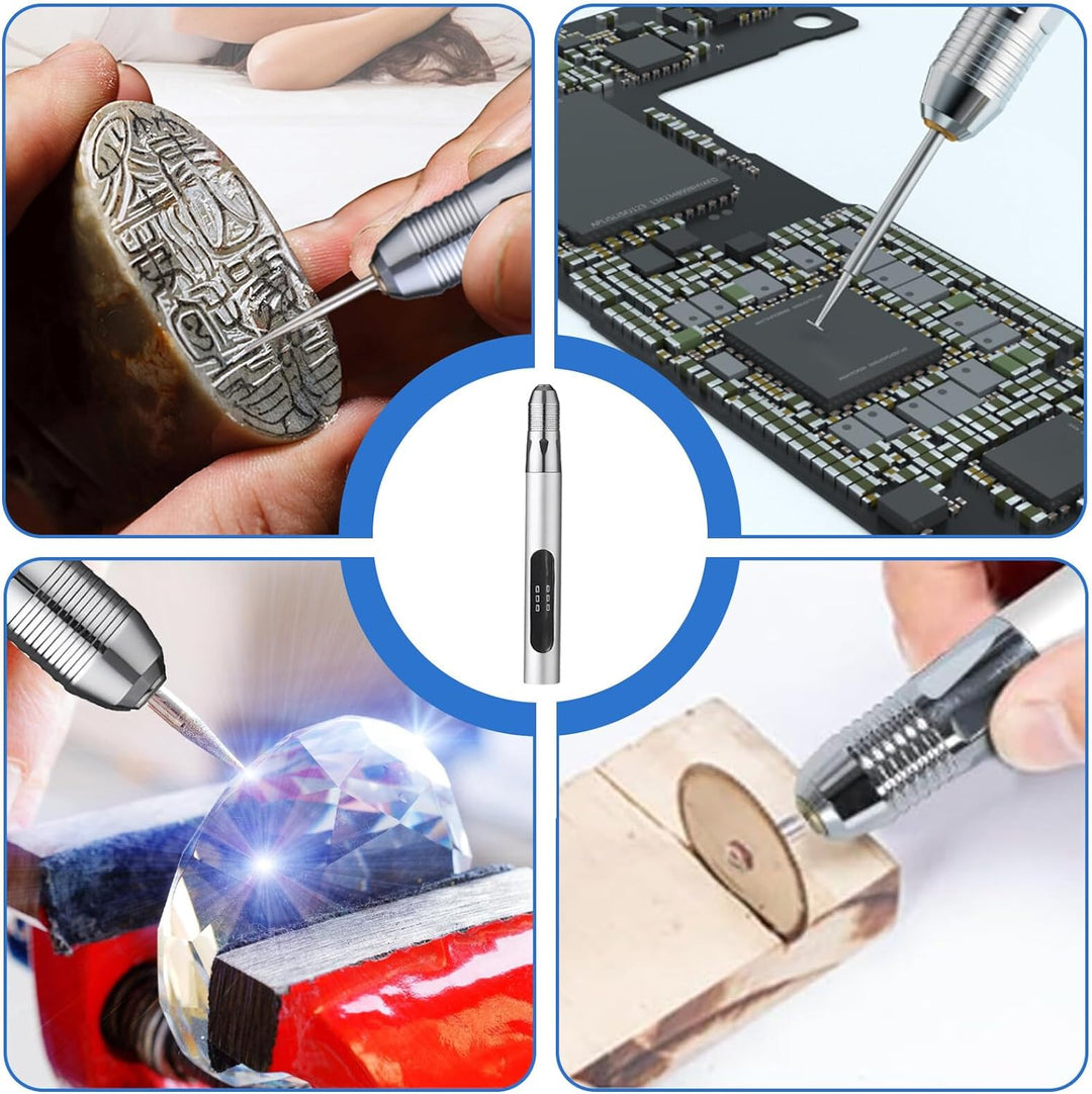 Elektrische Gravierstift: Wiederaufladierbar Gravur Werkzeug Kit, Mini Gravurwerkzeug mit Gravurzube