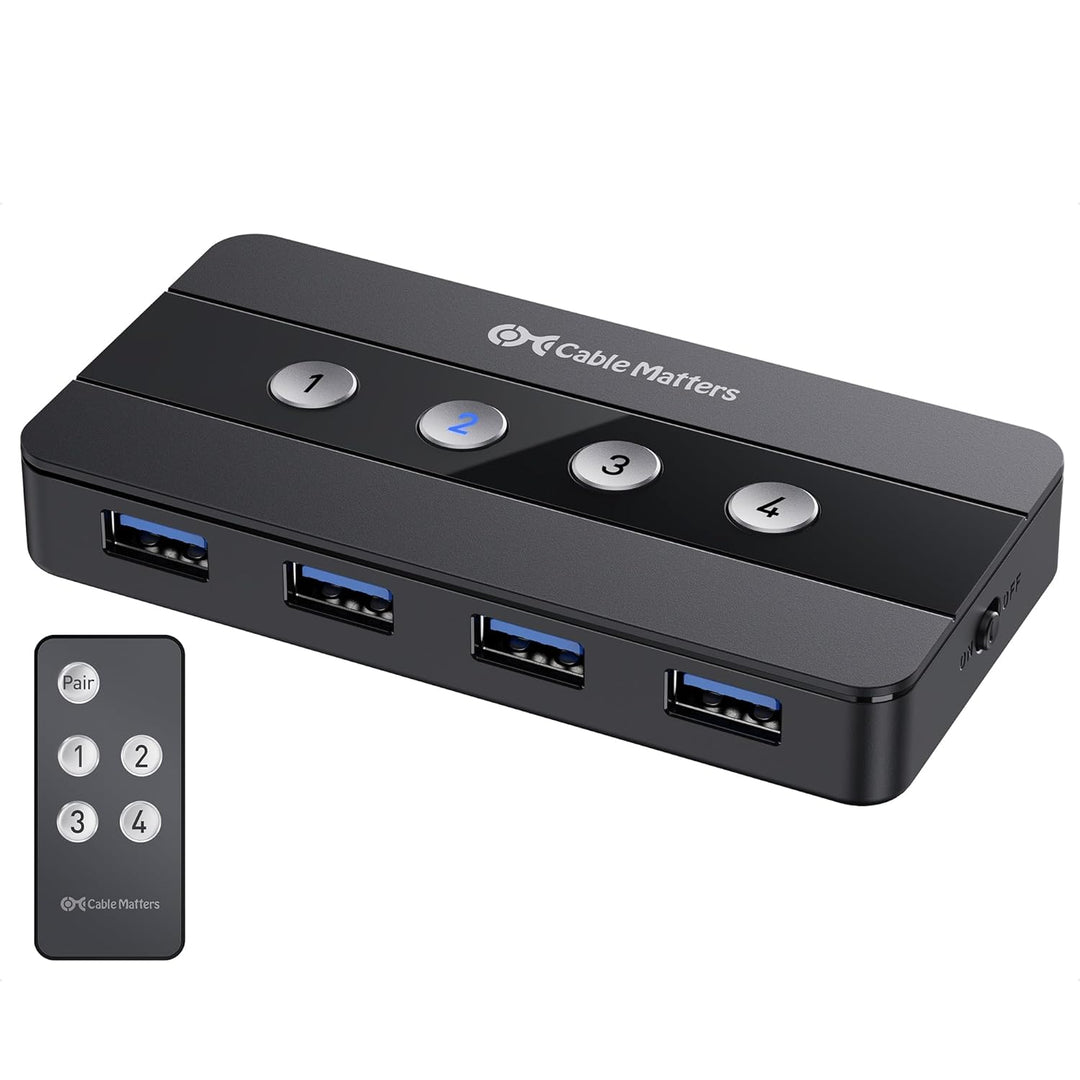 Cable Matters 4-Port USB 3.0 KVM Switch Hub (USB Switch 4 In 4 Out, KVM Switches) für 4 Computer - U