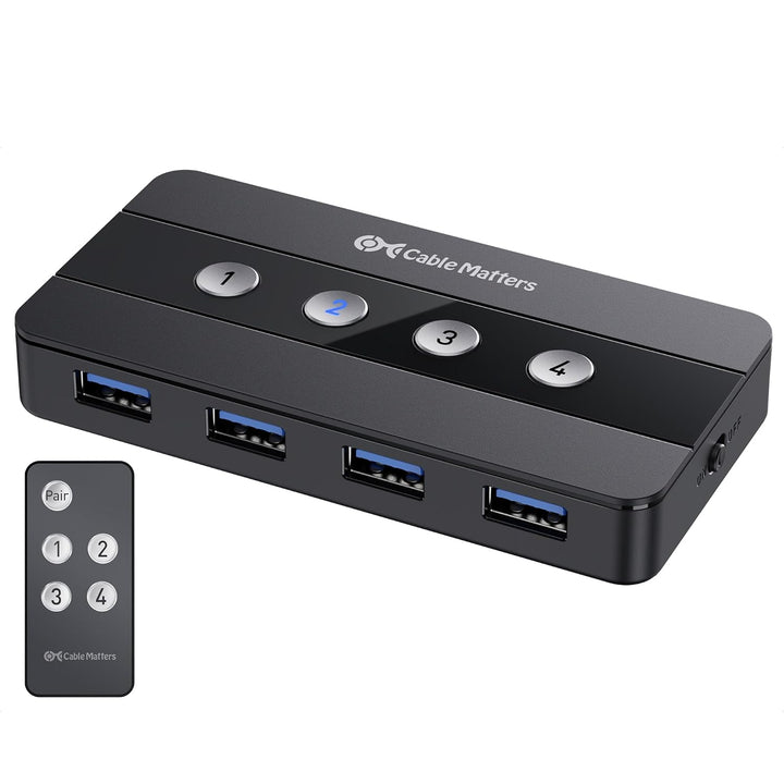 Cable Matters 4-Port USB 3.0 KVM Switch Hub (USB Switch 4 In 4 Out, KVM Switches) für 4 Computer - U