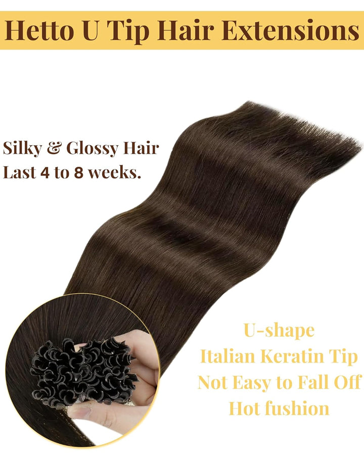 Hetto Echthaar Bondings Extensions Dunkelbraun Keratin Haar Extensions Echthaar Remy Bonding Extensi
