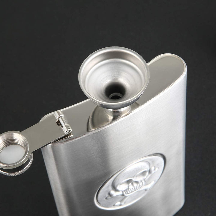 TANEAXON Flachmann mit Totenkopf-Muster, 340 ml, mit Trichter und Box, Edelstahl, auslaufsicher 12 o