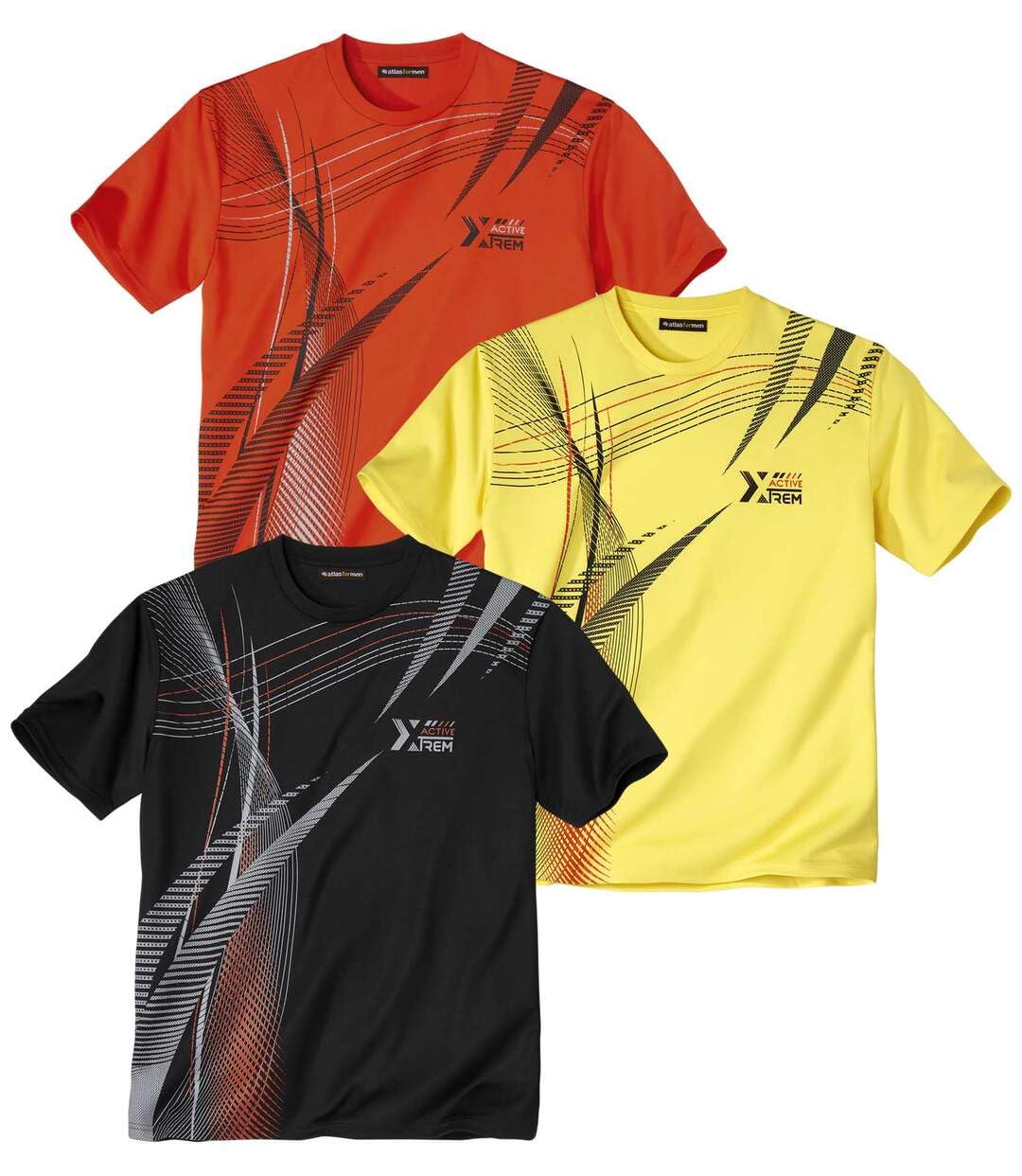 ATLAS FOR MEN - 3er-Pack Herren T-Shirts - Rundhalsausschnitt - Kurze Ärmel - Verfügbar in grossen G