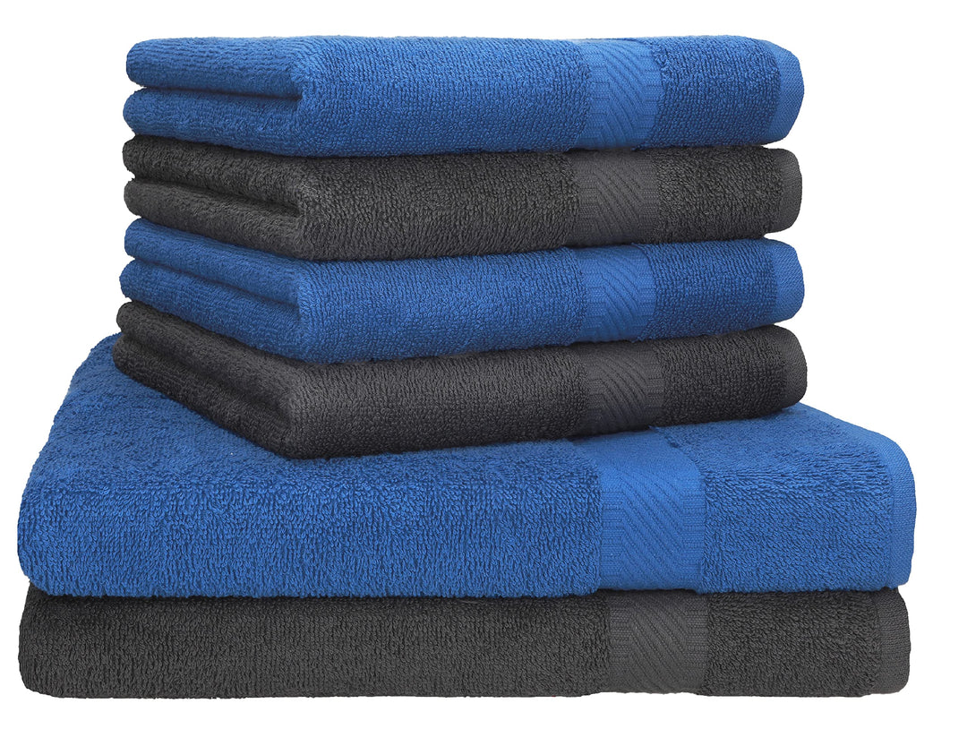 Betz Palermo Handtuch-Set – 6er Handtücher-Set - 2X Liegetücher - 4X Handtücher - 50x100 cm - anthra