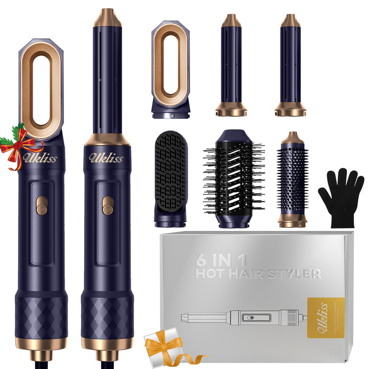 UKLISS Airstyler 6 in 1, Haarstyler & Haartrockner mit Automatisch Wrap Lockenstab, Hair Dryer, Ther