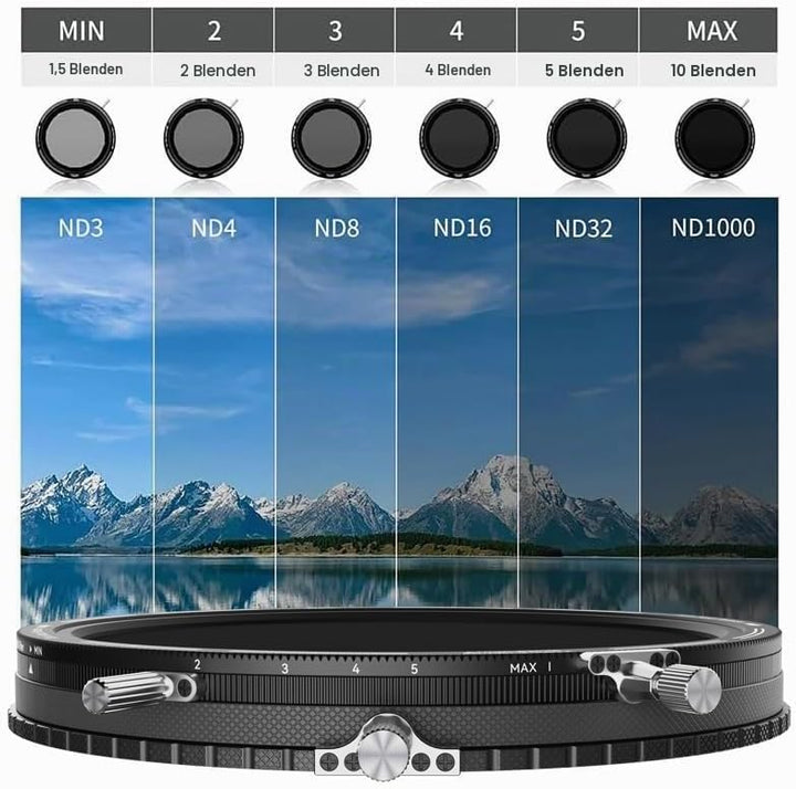 H&Y Variabler ND-Filter, PL Filter, 67-82mm, REVORING Variable, ND3-1000+CPL MarkII, Nivellierung, v