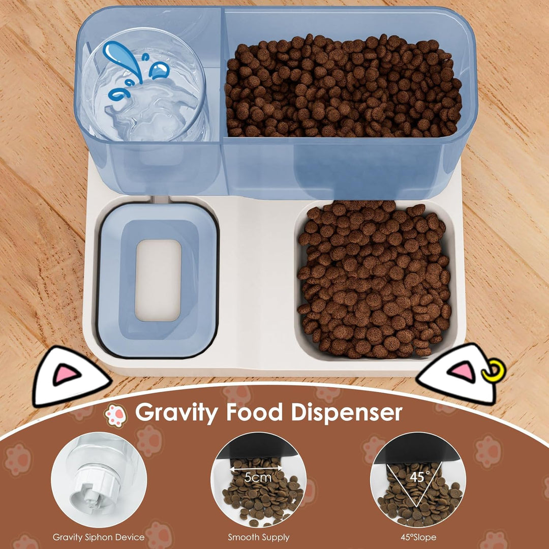 Futterautomat Katze Set, 3.8L 2-in-1 Automatischer Gravity Katzen Hund futterautomaten Wasserspender