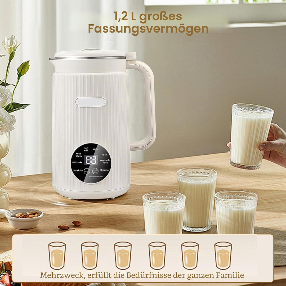 8-in-1 Nussmilchmaschine 1200 ml,Nussmilch Maschine,Automatische Mandelmilchmaschine Pflanzenmilchbe