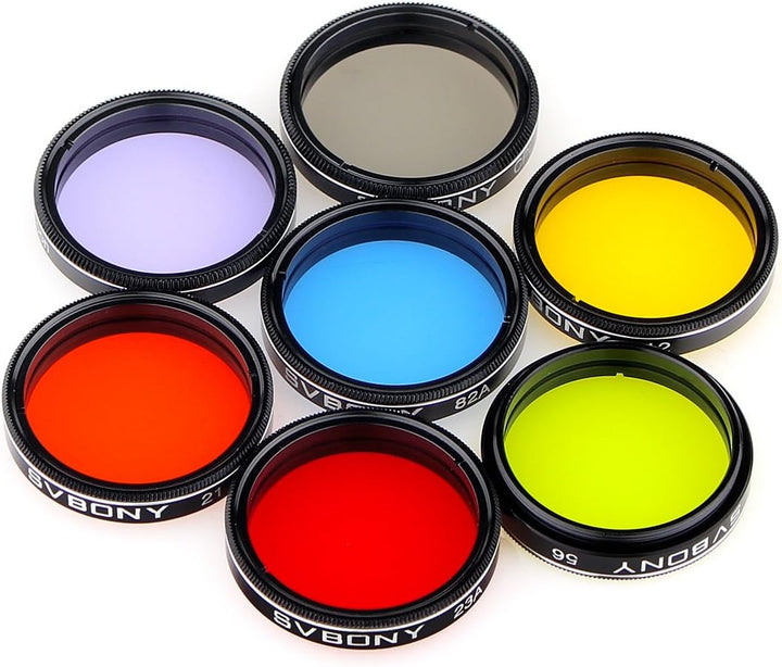 Svbony Filter Set 1.25 Zoll 7 Stück Okular Filter Set Mondfilter CPL-Filter Fünf Farbfilter für Bunt
