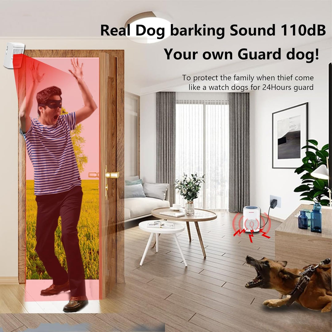 RANXINYUAN Barking Dog Bewegungsmelder-Pir Menschlicher Körper Hund Bellen Alarm Realistisch Kabello