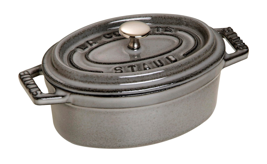 STAUB Mini Cocotte, oval mit Deckel 11 cm, 0,25 L, induktionsgeeignet, mit mattschwarzer Emaillierun