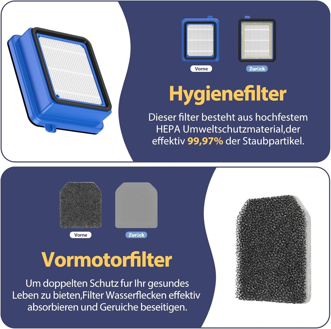 8 Stück QX7 Filter für AEG -Filter Zubehör Set für AEG QX6 QX7 QX8-2 ASKW1 Staubsauger Ersatzteile E