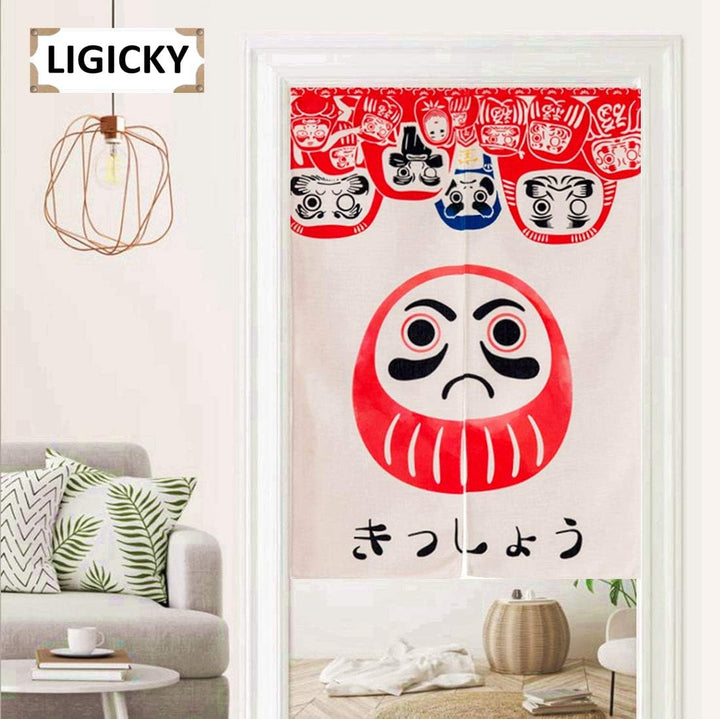 LIGICKY Japanischer Stil dick Leinen Noren Lang Vorhang Tür Vorhang Raumteiler Tapisseri für die Hei