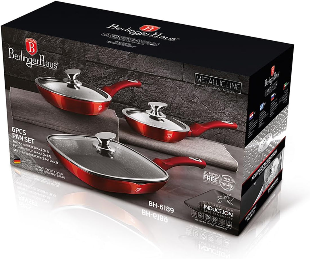 Berlinger Haus - BH/6189-6 PCS Frypan Set, Metallic Line Burgundy Edition