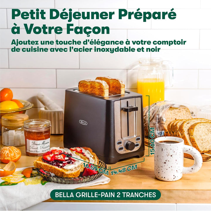 bella 2 Scheiben Toaster mit Automatischer Abschaltung, Extra Breite Schlitze und Abnehmbare Krümels