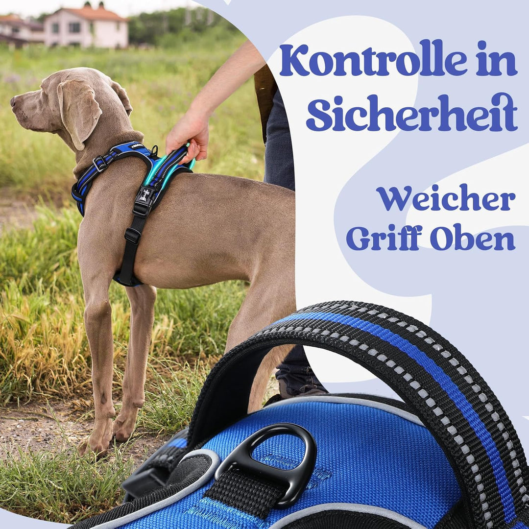 rabbitgoo Hundegeschirr Grosse Hunde, Verstellbare Geschirr Hund ohne Zug &amp; Würgen, Anti Zug Hundege