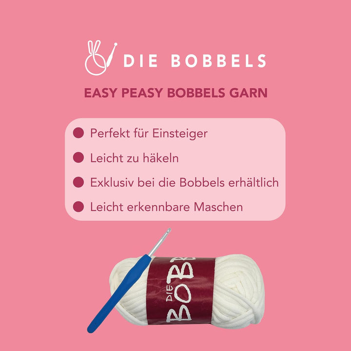 Die Bobbels“ Einsteiger Häkelset für Anfänger mit kinderleichtem Garn, Hilfsmitteln und Schritt-für-