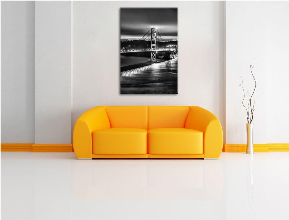 Pixxprint Golden Gate Bridge in New York / 100x70cm Leinwandbild bespannt auf Holzrahmen/Wandbild Ku