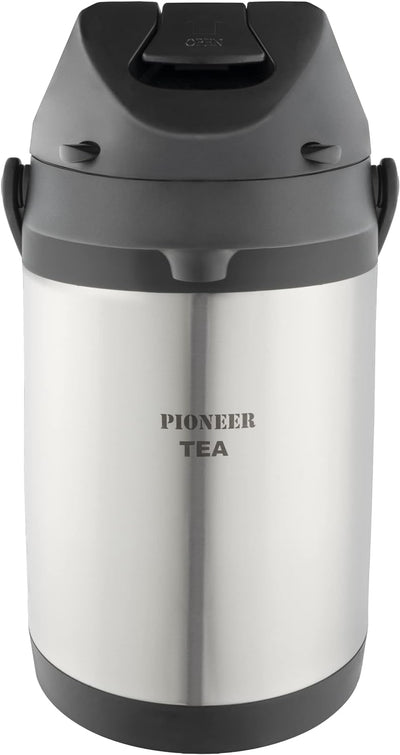 Pioneer Airpot Isolier-Pumpkanne, 3 Liters, Edelstahl-Getränkespender, Beschriftet mit 'TEA', Doppel