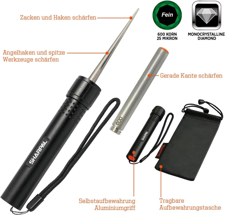 SHARPAL 178N 3-in-1-Klingenschärfer | 600er Grit Diamant Schärfstab | Schärfen Sie alle Messer und W