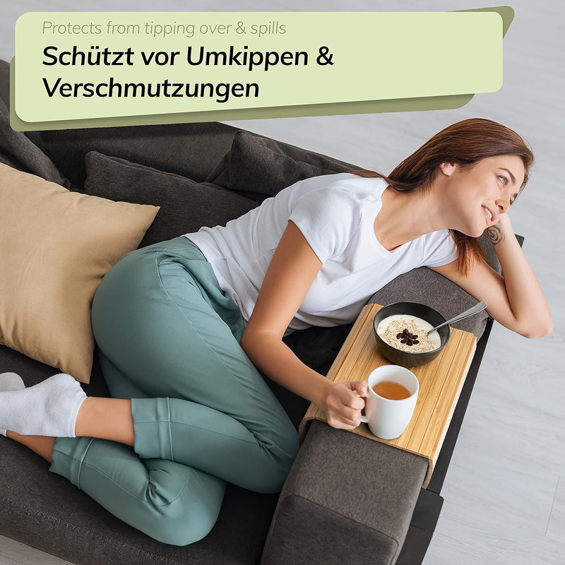 BAM BOO BOX Sofatablett aus Bambus - Couch Tablett flexibel - Sofatablett Armlehne - Sofa Tablett Ho