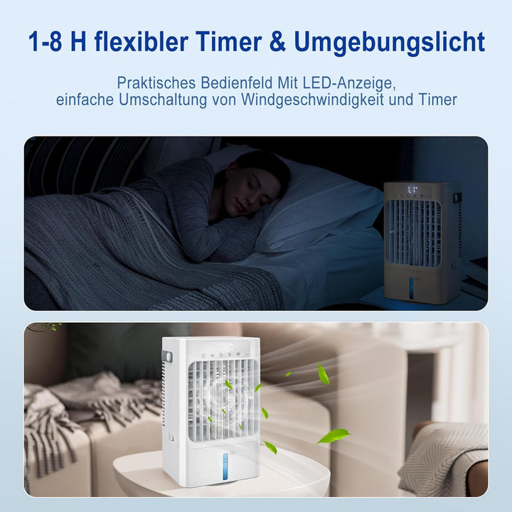 Mobile Klimaanlage mit wasser cooling,Tragbare Air cooler fan mit 1-8H Timer,3 in 1 Personal Tisch-K