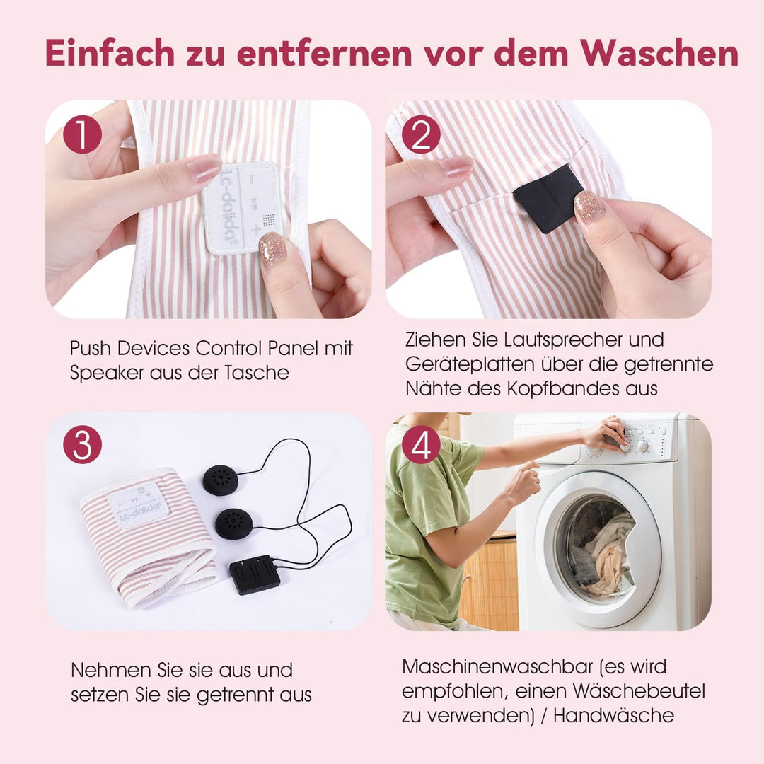 LC-dolida Schlafkopfhörer Ultra-Soft Bluetooth-Stirnband mit 4-Wege Stretch & No-Slip Yoga Stirnband