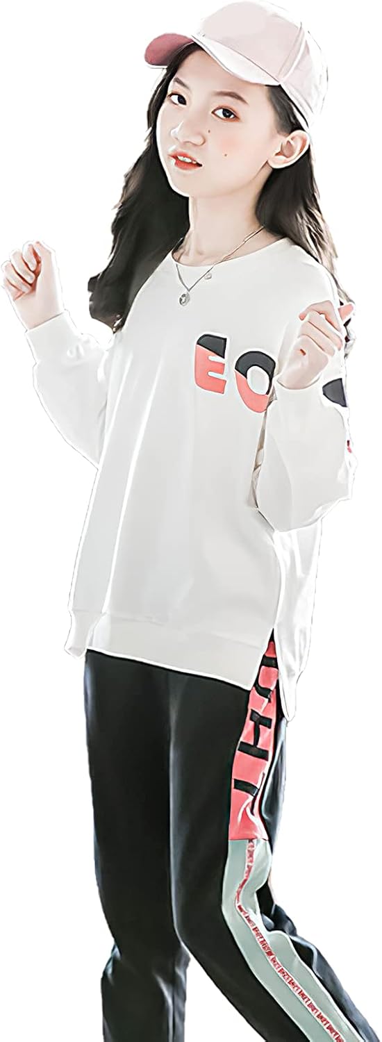 Mädchen Trainingsanzug Gestreift Pullover Sweatshirt Jogging Hose Bekleidungsset for 3-14 Jahre 7-8