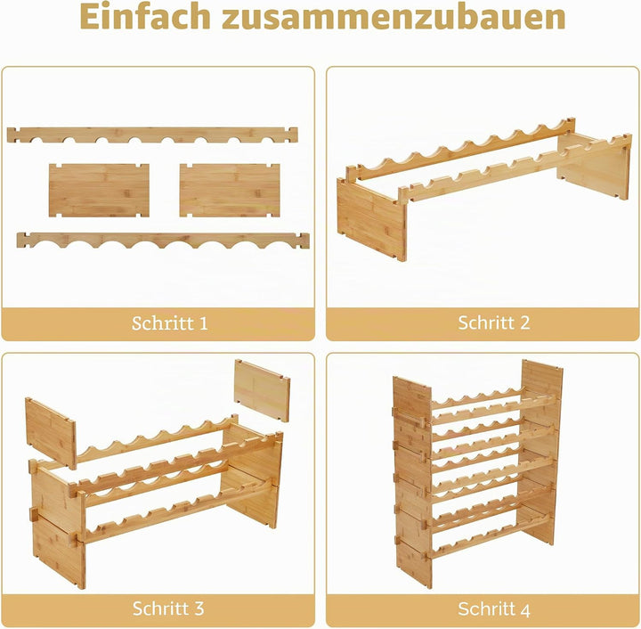 Weinregal Bambus Stapelbar Flaschenregal Flaschenständer Weinständer Ohne Schrauben, AA-Qualität, St