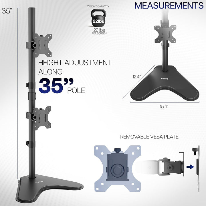 VIVO Stand-V002L Ständer für 2 Bildschirme bis zu 76,2 cm (30 Zoll) vertikal Vertikale Anordnung., V