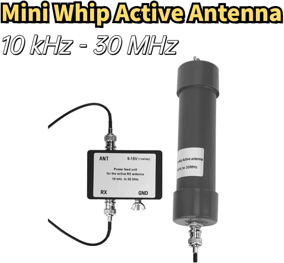 Mini Whip Aktivantenne, 10 kHz-30 MHz 9-15 V HF LF VHF SDR RX-Aktive Antenne mit tragbarem BNC-BNC K