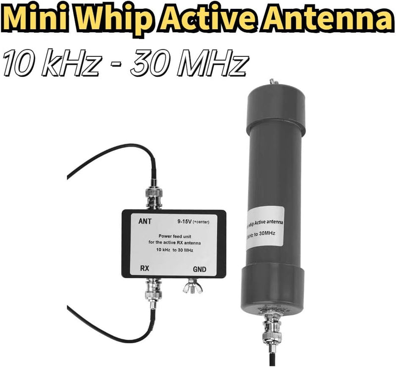 Mini Whip Aktivantenne, 10 kHz-30 MHz 9-15 V HF LF VHF SDR RX-Aktive Antenne mit tragbarem BNC-BNC K