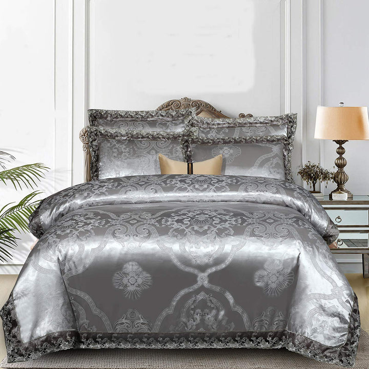 Beyeutao Stain Bettwäsche 220x240 Jacquard Bettbezug Elegant Bettwäsche-Sets 3 Piece Fabric Bettwäsc