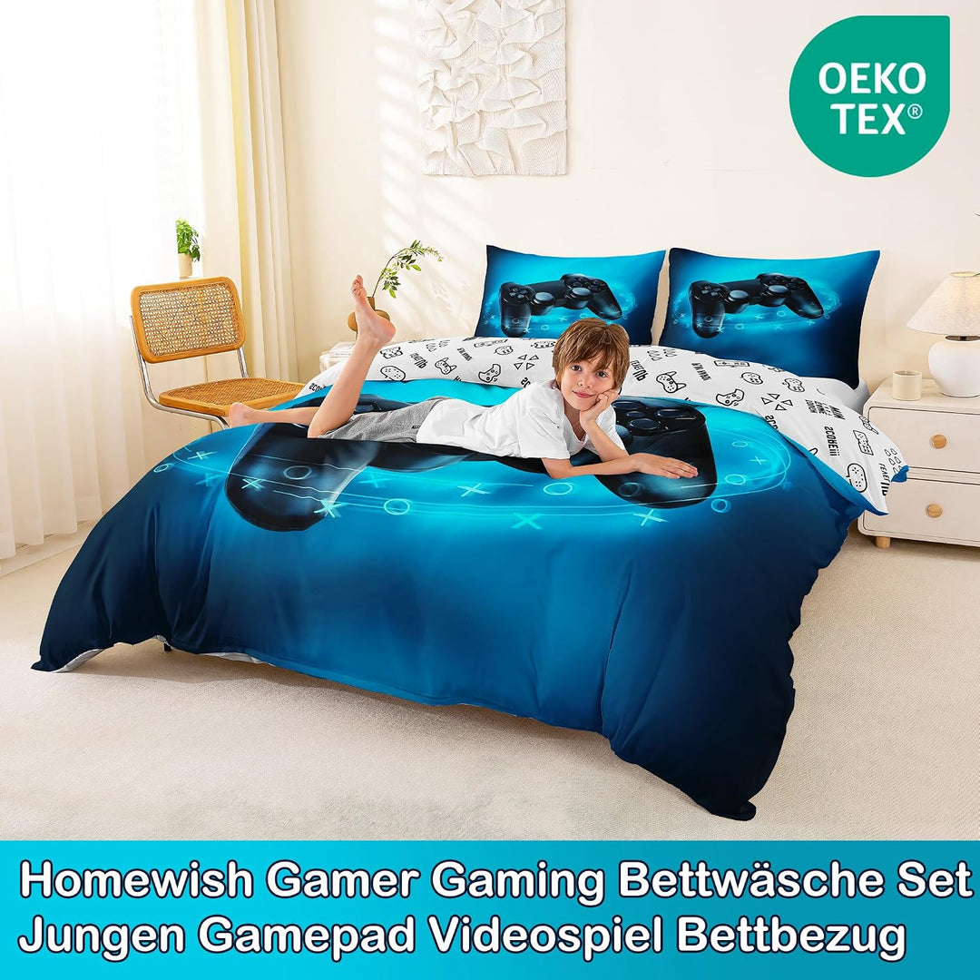Teens Spiele Bettwäsche-Set, Kinder Gamepad Tröster Startseite Satz 200X200, Moderne Vr Spieler Bett