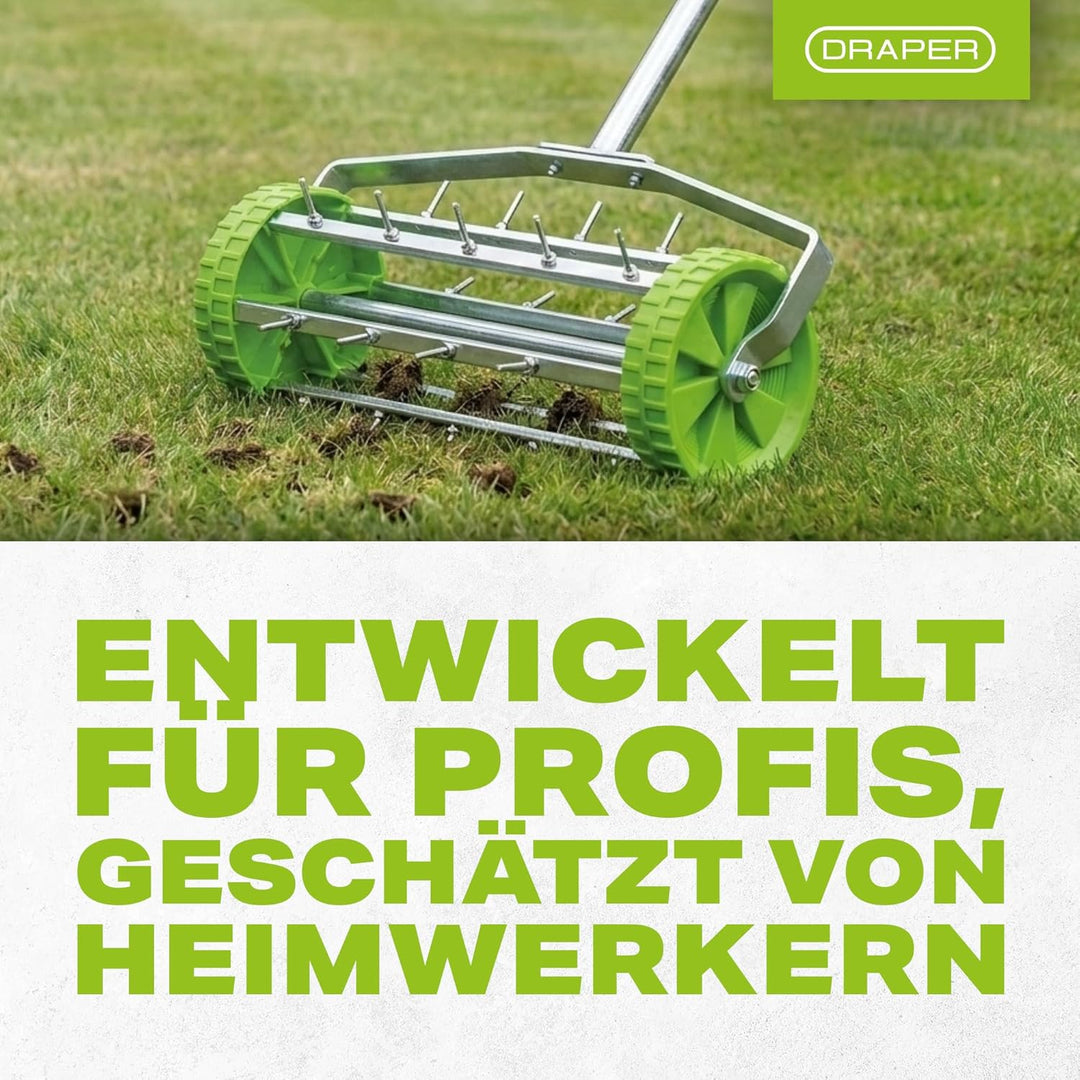 Draper Rollender Rasenlüfter mit 450 mm Stacheltrommel — 83983 — für Gartengrasbelüftung mit 33 mm Z