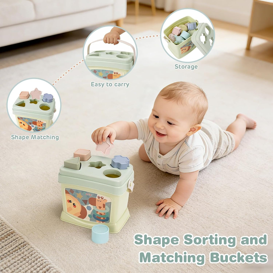 Vanplay Babyspielzeug ab 6 Monate, Montessori Spielzeug Baby 4 IN 1 Motorikspielzeug, Stapelbecher,