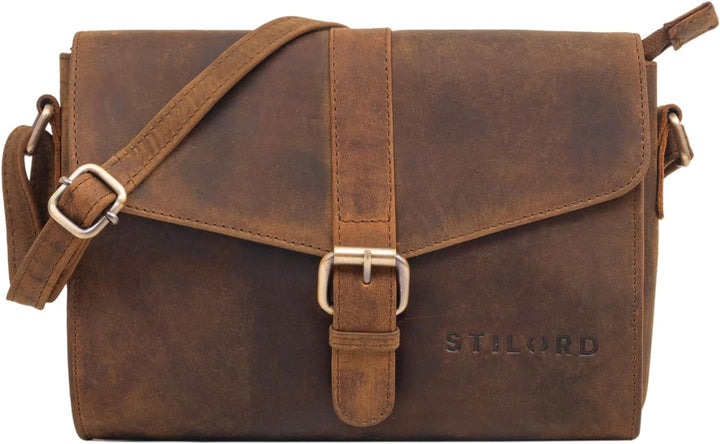 STILORD 'Elora' moderne Umhängetasche Damen klein Leder Handtasche Crossbody Damen Abendtasche Vinta