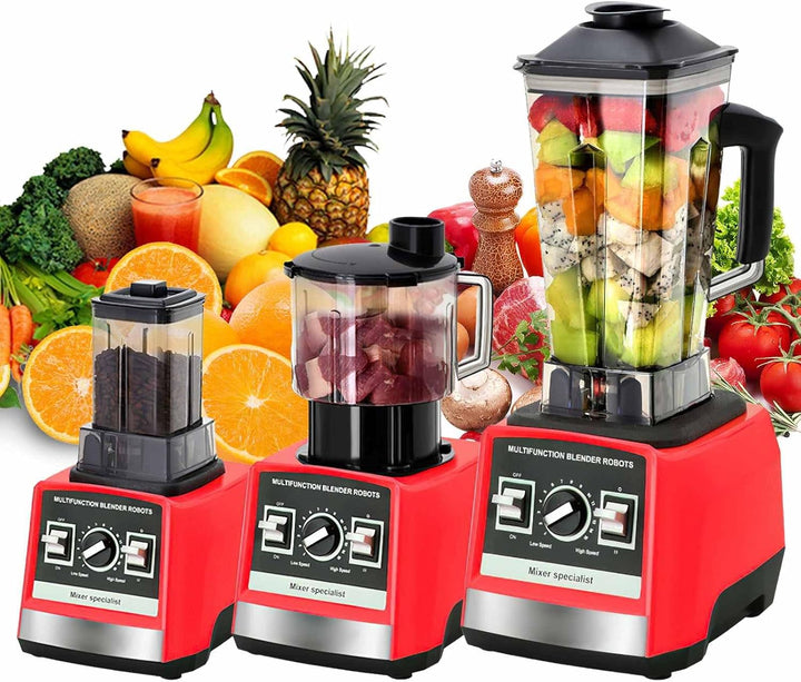 1500W Standmixer, 3-in-1 Hochleistungsmixer mit 2.5L+1.5L+0.5L Container, 15 Geschwindigkeiten, Auto