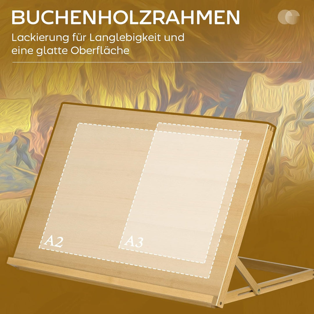 Vinsetto Tischstaffelei Klappbar 75,8 x 51 cm Verstellbar Sitzstaffelei aus Buchenholz als Zeichenbr