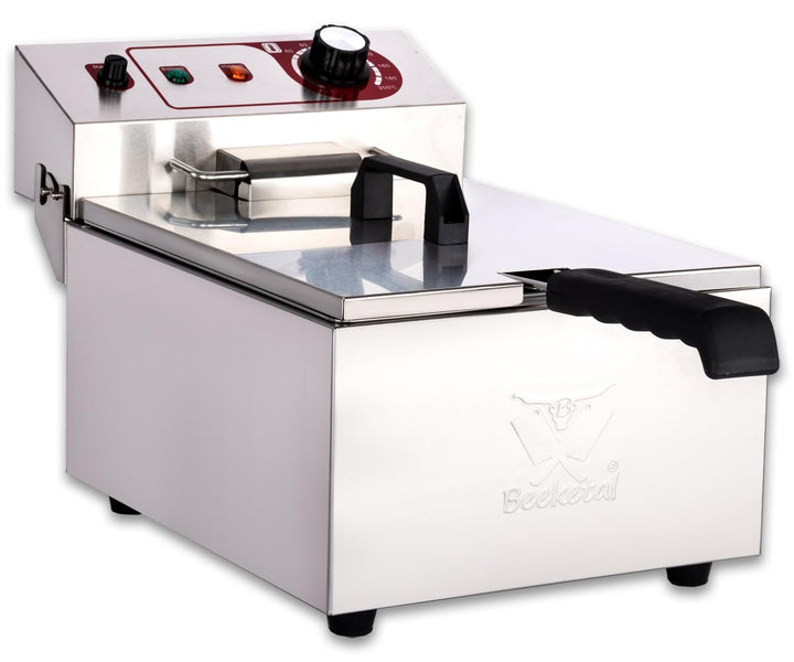 Beeketal 'BTF10a' Kaltzonen Fritteuse (9 Liter Volumen für max. 5 Liter Öl) Edelstahl Friteuse mit T