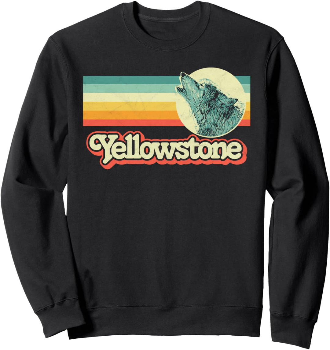 Retro Yellowstone National Park Wolf Vintage Moon Howl Sweatshirt