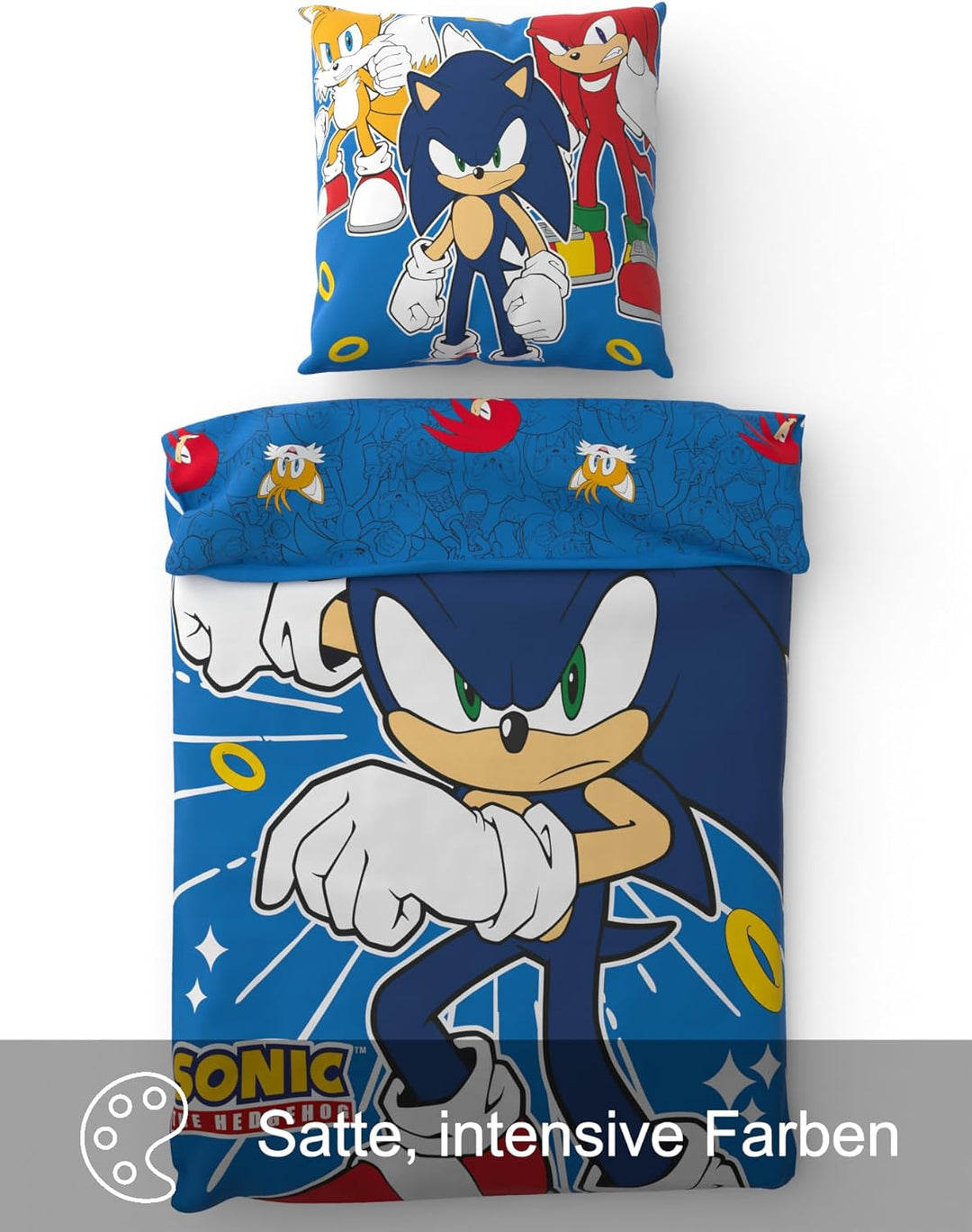 SkyBrands Sonic Bettwäsche 135x200 80x80 Gaming Bettwäsche Sonic The Hedhehog 2tlg. Bettwäsche Set B