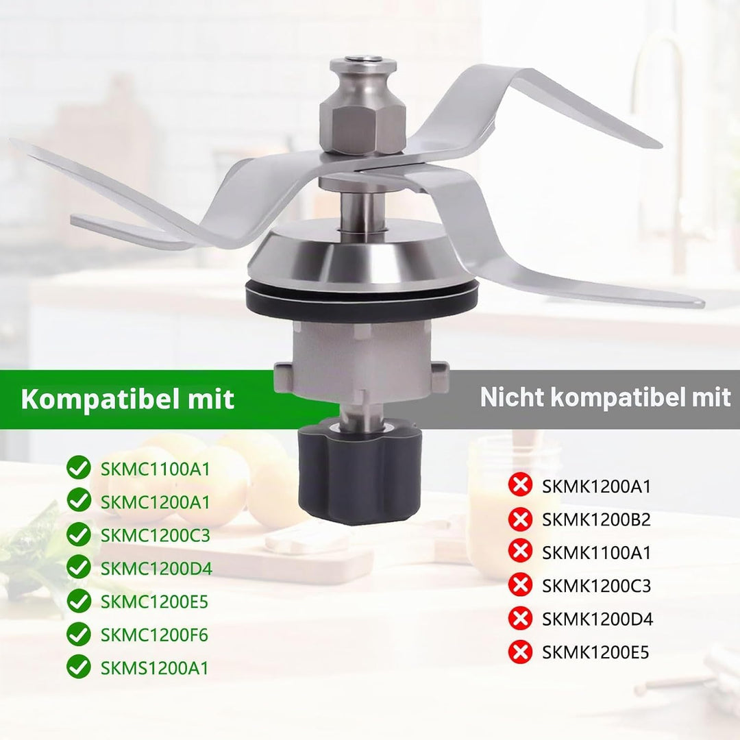 Edelstahl Ersatzmesser + Reinigungsbürste Für Silvercrest Monsieur Cuisine Connect und Monsieur Cuis