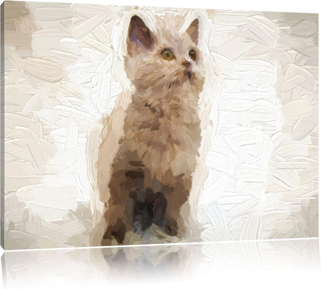 Pixxprint Niedliches Katzenbaby auf Teppich als Leinwandbild/Grösse: 100x70 cm/Wandbild/Kunstdruck/f