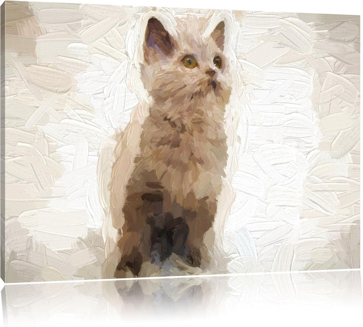 Pixxprint Niedliches Katzenbaby auf Teppich als Leinwandbild/Grösse: 100x70 cm/Wandbild/Kunstdruck/f
